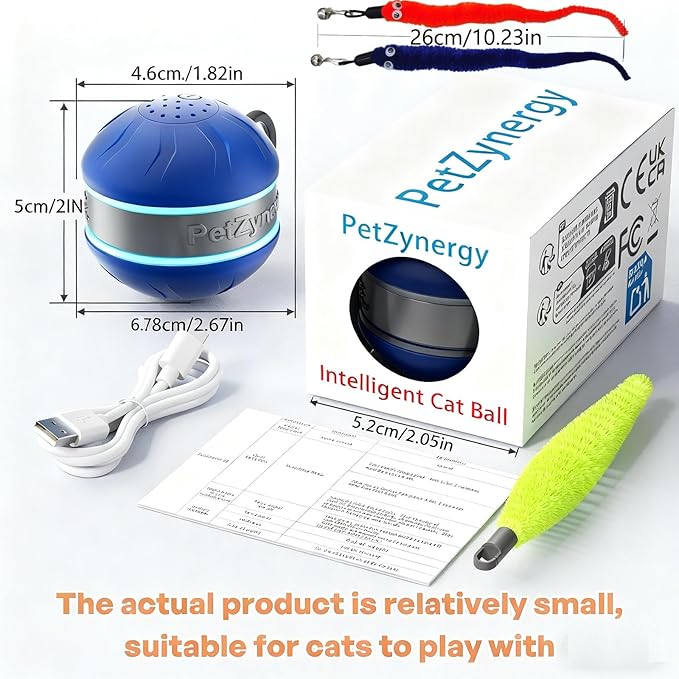 Interactive Cat Toy Ball Automatic Interactive Cat Toys for Indoor Cats with Birdsong 3 Tails 3 Modes Newly Upgraded Speedy 2.0 Tail Cat Toys for Kitten/Small/Medium/Large Cats to Keep Them Busy(Blue)