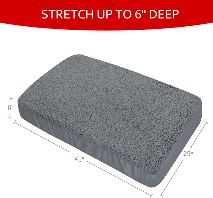 Dog Bed Covers 2 Pack Soft Plush Replacement Washable, Waterproof Pet Mattress Bed Liner Grey 41x29 Inches, for Dog/Cat, Cover Only