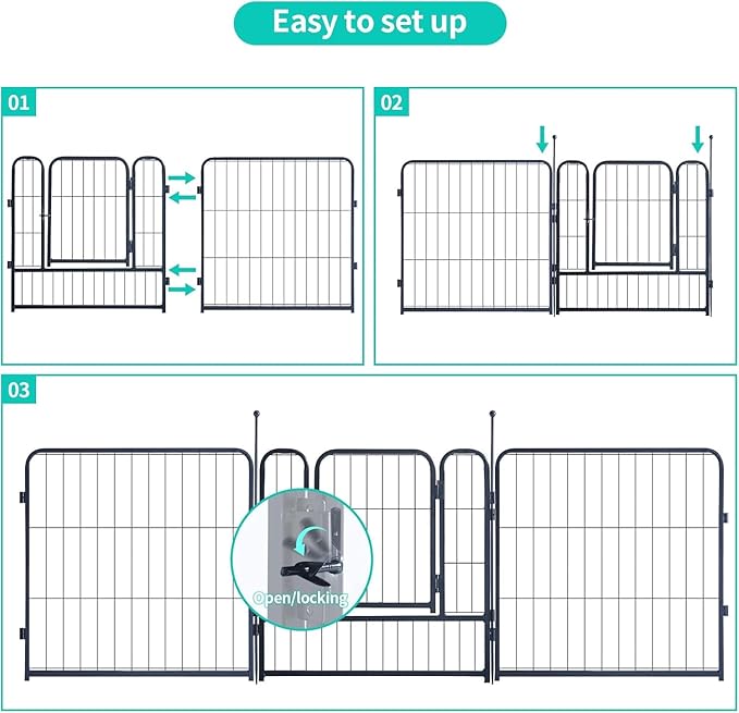 Dog Playpen,Portable Outdoor Dog Fence, Dog Playpen for Large/Medium/Small Dogs, Dog Fences for The Yard,with Doors Foldable Metal (24 Panels, 45 inch)
