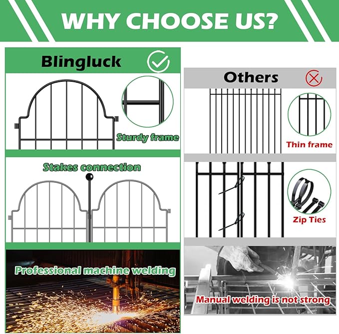 Garden Fence, 17 in(H) x 21 ft(L) Arched Rustproof Metal No Dig Fence Garden Fence Border, Ground Stake Animal Barrier Fence for Rabbit Dog, Outdoor Landscape Decor for Yard & Patio,19 Pack