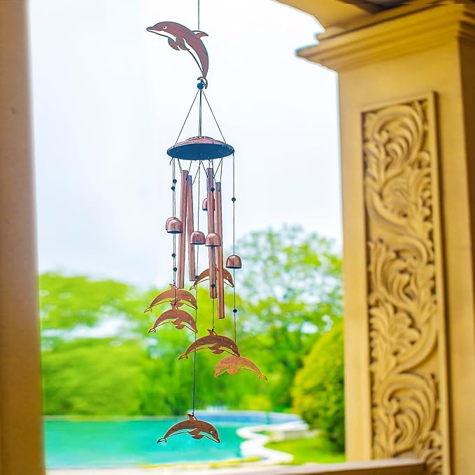 Dolphin Wind Chimes for Outside,Dolphin Gifts for Women/Men/Sympathy Gift/Memorial Gifts/Birthday Festival Metal windchimes Outdoors/Indoors,Patio,Garden Decor,Home,Porch,Yard