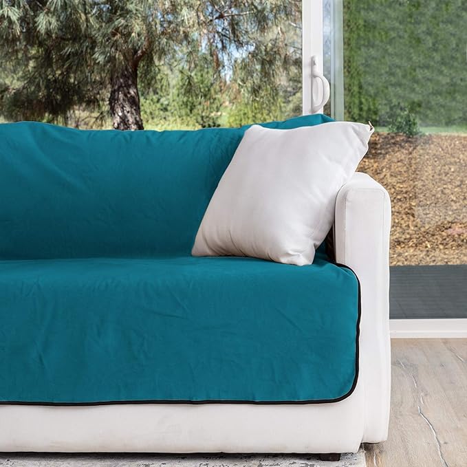 Waterproof Blanket for Bed or Couch – Soft and Leakproof Waterproof Throw Blanket, Water Proof & Stain Resistant Easy to Clean Throw Blanket Cover for Adults or Pets, Reversible Blue/Beige 60"x80"
