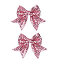 3-inch Sequined Bow Hair Clips For Baby Girls, Toddler, Kids and Young Women Birthday Party Wedding Christmas Occasions Pet Accessories Set of 2 (Pink)