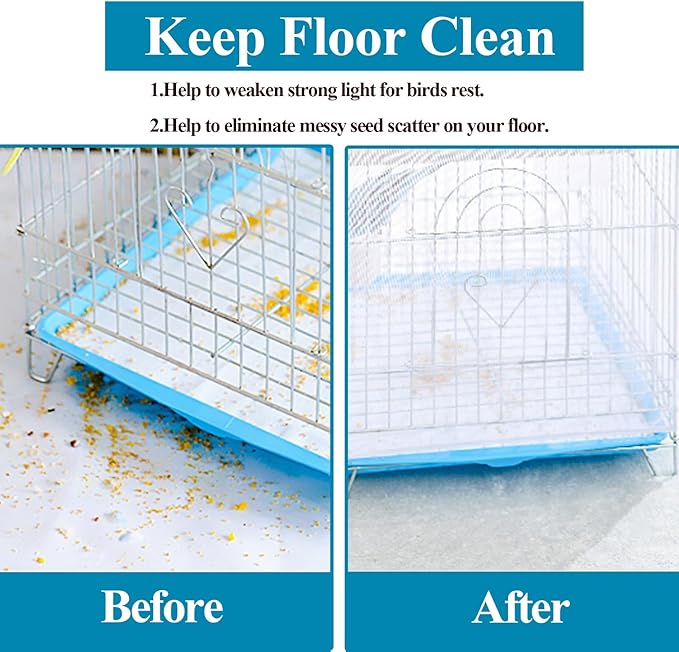 ASOCEA Large Bird Cage Seed Cather,Bird Cage Cover Adjustable Soft Airy Skirt Guard Birdcage Nylon Mesh Net for Parrot Parakeet Macaw African Round Square Cages Cover (118 * 31.5in/300 * 80cm) (White)