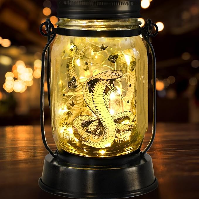 Snake Gifts for Women/Men Snake Solar Lanterns Mom Birthday King Cobra Snakes Animal Lovers Lantern Animal Memorial Lights Solar Garden Decoration for Yard, Patio,Backyard,Porch Torches, Home Decor