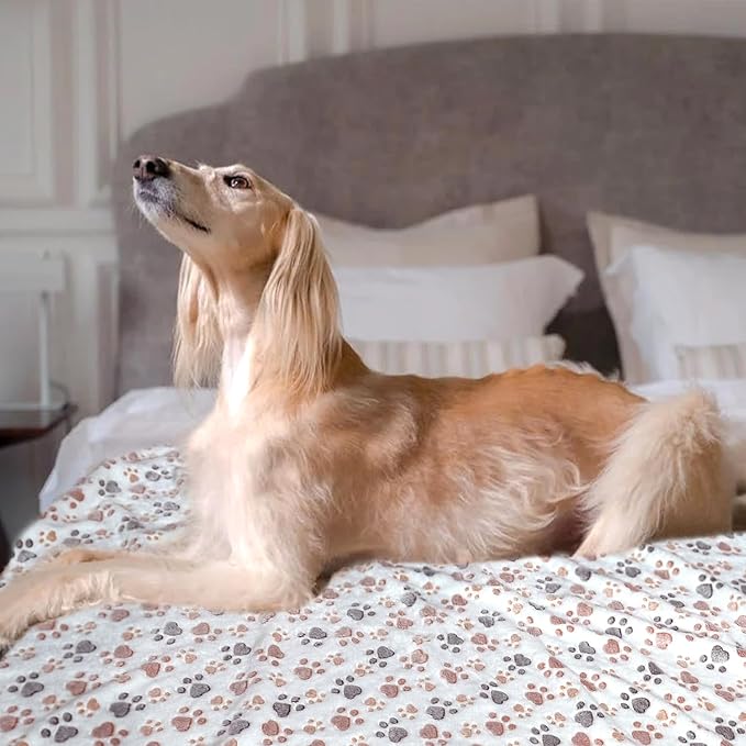 Dog Blankets for Large Dogs, 3 Pcs Dog Blanket Washable, Soft Fluffy Flannel Pet Blanket Mat Cover for Bed Couch, Cute Print Puppy Blanket 60" x 50"