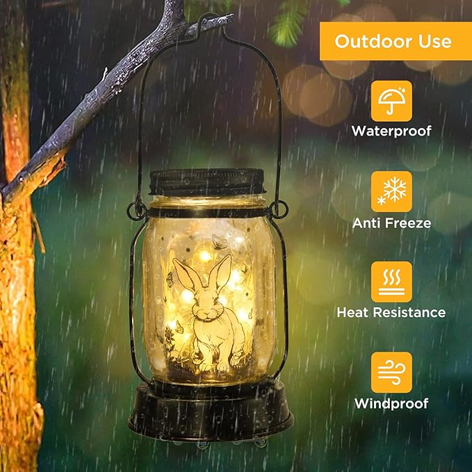 kyoryuger Bunny Gifts for Women/Men Bunny Lovers Solar Lantern Mom Birthday, Mothers Day, Animal Solar Lantern Garden Decoration Lights Outside for Yard, Patio,Backyard,Porch, Torches