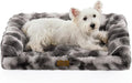 Faux Fur Orthopedic Dog Bed, Dog Bed for Medium Size, Supportive Foam Pet Sofa with Waterproof Lining Cover, Washable U-Shaped Pet Couch with Anti-Slip Bottom, Tie-dye Grey M 30x20x6.5 inch
