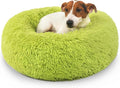 Calming Donut Dogs Beds for Small Dogs Washable,23inch Plush Round Pet Bed for Cozy Sleep,Fluffy Faux Fur Large Cat Bed,Fits up to 25 lbs Pets,Green