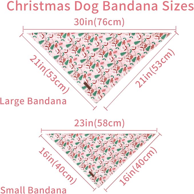Christmas Dog Bandana–Christmas Red & Green Plaid Triangle Scarf for Small Medium Large Dogs, Soft Cotton Pet Bib for Winter & New Year, Adjustable Dog Kerchief