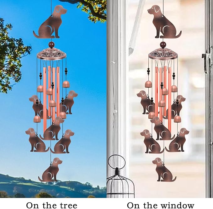Outdoor Dog Wind Chimes, Gifts for Mom & Grandma & Family, Music Wind Catcher, Mobile Wind Bells, Memorial WindChimes, Blessing Windchime for Garden/Home/Balcony/Lawn/Yard/Indoor/Outside Decoration