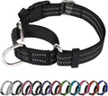 Martingale Dog Collar, Adjustable Nylon Reflective Collar with Quick Release Buckle (Black, Extra Large)