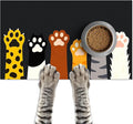 Cute Animal Paw Pet Food Mat Non Slip Spill Proof Feeding Pad for Cats Kittens Small Dogs Food and Water Bowl Mat Easy Clean Fast Dry Placemat for Pet Feeding Area Kitchen Decor 20" x 12"