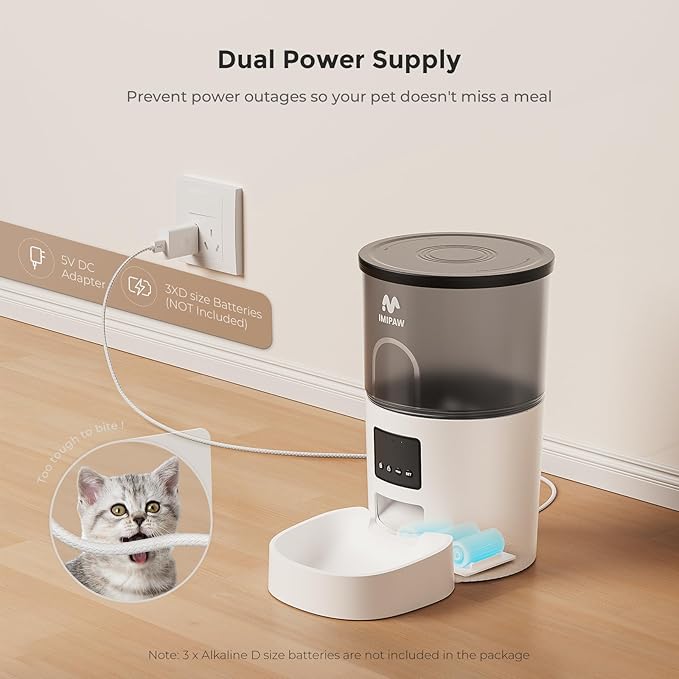 IMIPAW 5G WiFi Automatic Cat Feeder and Water Dispenser, Timed Dry Food Dispenser APP Remote Control, Programmable Portions, with Desiccant, Cat Fountains for Drinking with Filter, Small Pets (Combo)