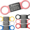 Anavia Slide On Silent Pet ID Tags, S/M/L/XL Personalized Black Stainless Steel Colored Silicone Cat Dog Name Tag, Customized Engraved Nameplate, Quiet Chew-Proof Pet Collar Tag (Pink, Small)