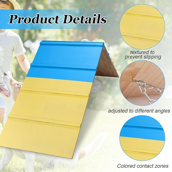 Spiareal Dog Agility Equipment 83.5 x 23.6 Inch Agility A-Frame Agility Training Equipment for Dogs Jumping Outdoor Dog Ramp Dog Agility Course Equipment for Climbing Playground, Yellow Blue