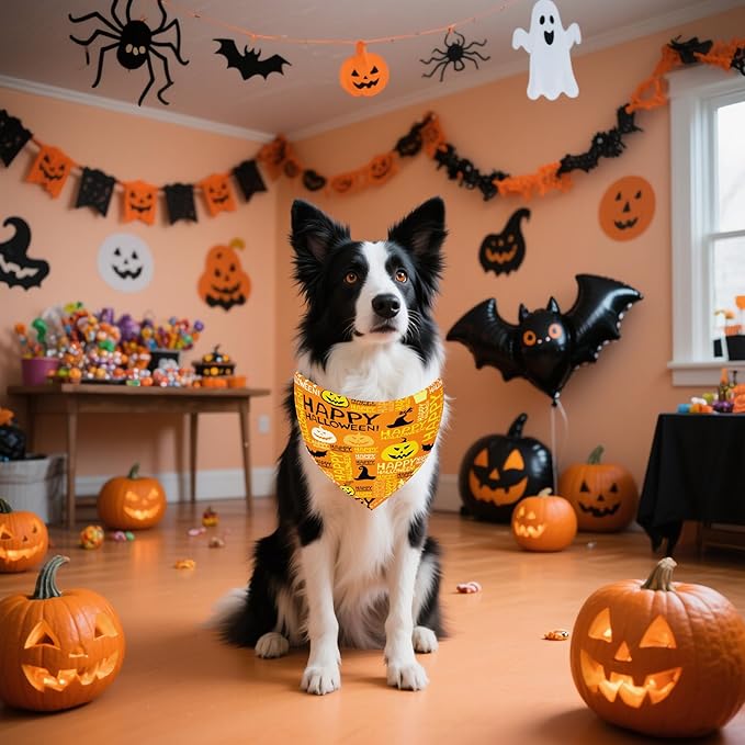 30 Pcs Halloween Thanksgiving Dog Bandanas Bulk 33 Inch XXL Stitch Dog Bandanas for Large Dogs Breed Polyester Scarves Party Grooming L