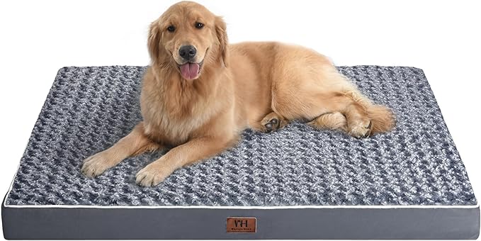 WESTERN HOME WH Large Dog Bed for Large, Jumbo, Medium Dogs, Orthopedic Pet Bed Waterproof Mattress with Removable Washable Cover, Thick Egg Crate Foam Dog Bed with Non-Slip Bottom