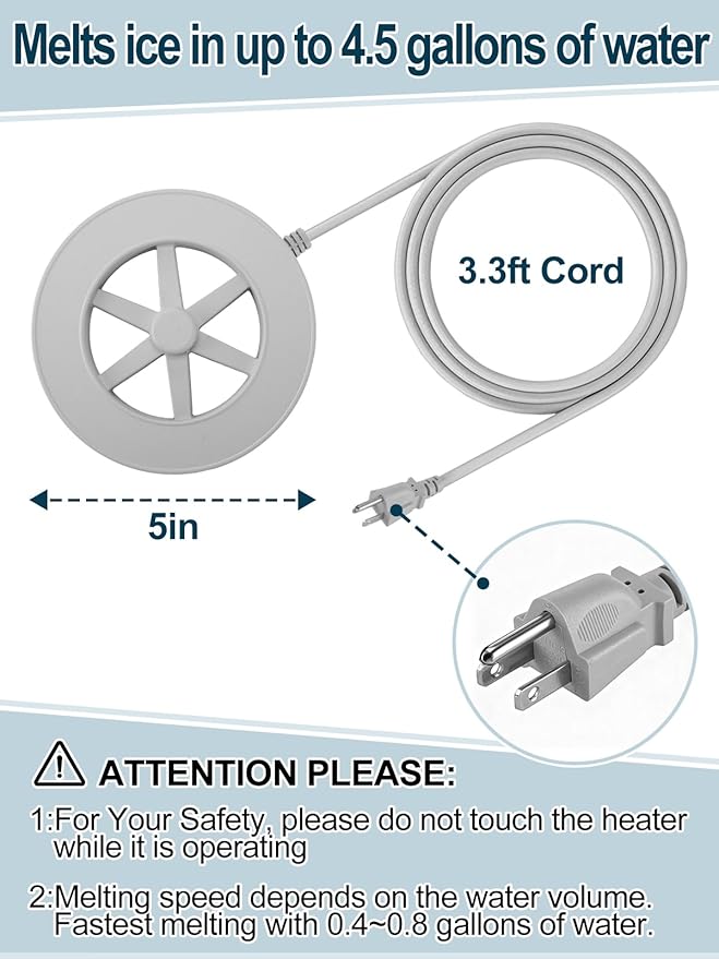 Alphatool 70W Bird Bath Heater for Outdoors in Winter - 77℉~ 109℉ Thermostatic Control, Heated Birdbath Deicer with Auto Shut Off, Chicken Livestock Water Heater