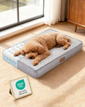 OhGeni Orthopedic Waterproof Dog Bed for Small Dogs, Machine-Washable Removable Cover in Easy-Clean Fabric, High Density Foam & Easy-Carry Handle, Suitable for Crate, 24 inch (Gray)