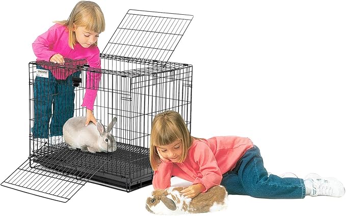 MidWest Homes for Pets Small Wabbitat Rabbit Cage, Grid Mesh Floor, Removable Tray, Top & Front Door Access, Rust Resistant Finish, No Tools Required