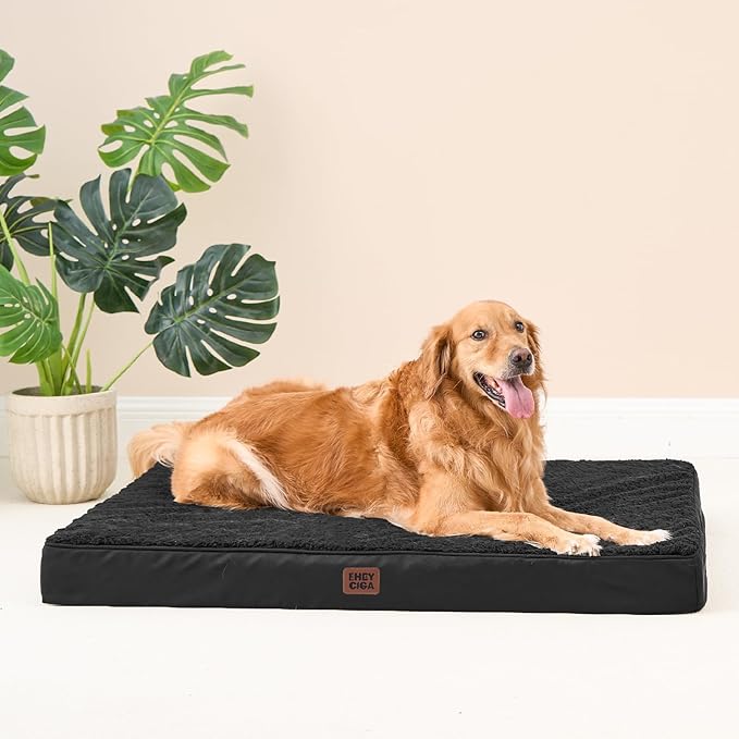 EHEYCIGA Orthopedic XXL Dog Beds for Jumbo Dogs with Removable Washable Cover,Black, 50x36