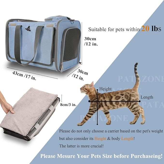 Soft Cats Carrier for Small Dogs Carriers Airline Approved Puppy Travel Bag Softsides Puppy Carry,Soft-Sided,Pets Small Animals Rabbits Bunny Outdoor (Blue2)