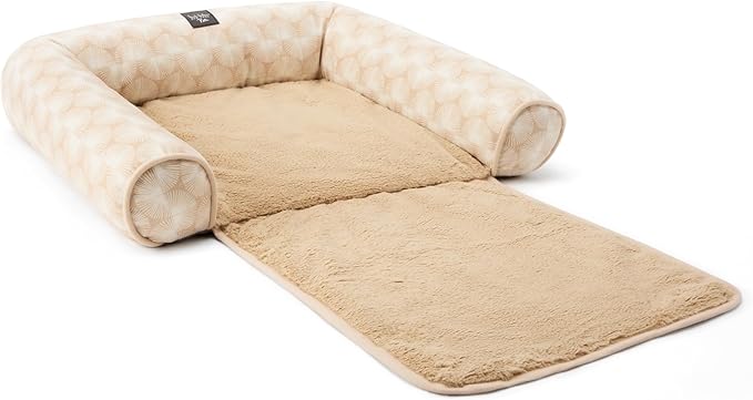 Nicole Miller New York PET Kendall Fluted Geo Cozy Couch Protector Pet Bed, Cozy & Calming, Non-Slip Bottom, Machine Washable, Taupe, Large 40"x23"x4"
