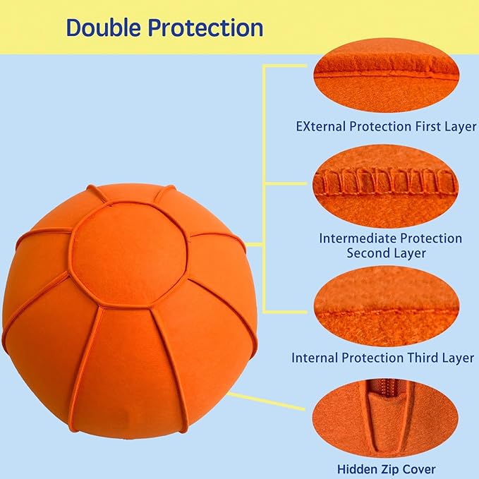Herding Ball for Dogs, Dual Layered Herding Dog Ball Set for Australian Shepherd, Cattle, Collie, for Dog, Agility Equipment- Free Training Book (Orange, 12 inch)