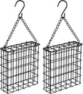 2Pcs Outdoor Suet Cage Bird Feeder, Wild Bird Feeder, Single Suet Cake Capacity, Fruit and Suet Feeder Style for Outside Hanging(Black)