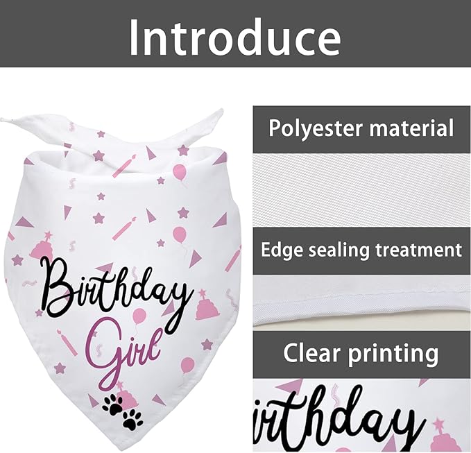 Dog Birthday Girl Happy Birthday Dog Bandana for Girls Pet Accessories for Pet Lovers Bandana for Puppy Girl Birthday