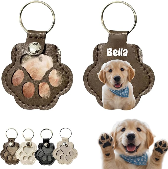 Personalized Dog Hair Keychain Pet Fur Keepsake Pet Memorial Cute Storage Keychains Cat Paw Shaped Key Chain to Store Fur