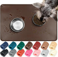 VIVAGLORY Dog Food Mat Flexmat Dog Bowl Mat, Placemat Food Tray with Raised Edges & Lip for Indoor Floor, Non Slip Waterproof Silicone Dish Placemat for Cat & Pet, S, Chocolate