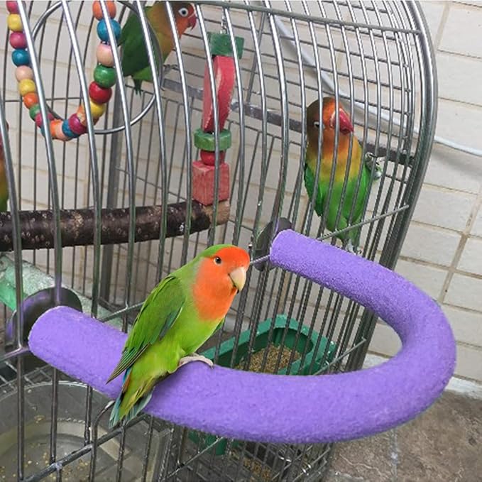 2Pcs 6.1Inch Purple U Shape Rough-surfaced Sands Stick Bird Perches Bird Cage Perches Toy for Regular to Large Bird Amazon, Grey Parrots, Parakeets,Macaw