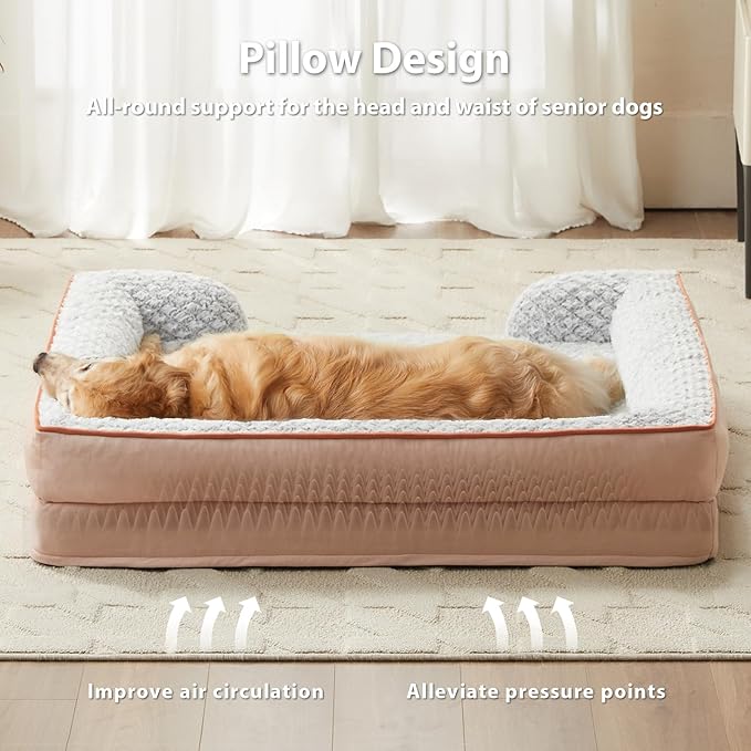 Orthopedic Dog Bed for Medium Dogs, Egg Crate Foam Bed for Medium Dogs, Equipped with Removable Waterproof Pillow Cover and Anti-Slip Bottom, Pet Bed