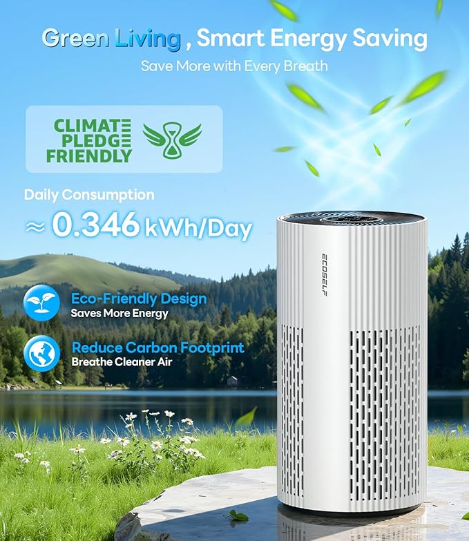 Air Purifiers for Home Large Room Cover Up to 1500 Ft² with True HEPA Filter, 20dB Sleep Mode, 360° Air Intake & Outlet, Air Cleaner for Bedroom Pets, 7 Color Light, HAP604, Bright White