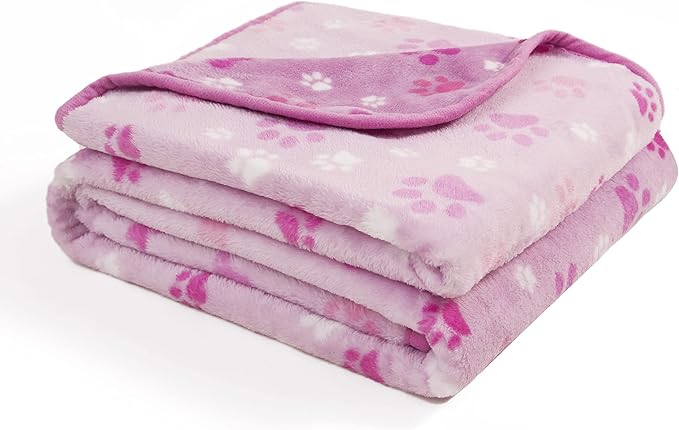 Allisandro Luxurious Dog Blanket, Extra Softness 350 GSM Flannel Fleece Pet Throw for Small Medium and Large Dogs Puppies and Cats, Pink, 80 × 64 Inches