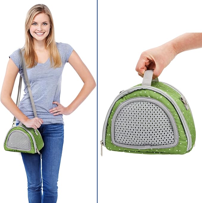 Coloch Hamster Carrier Bag, Small Pet Outgoing Travel Pouch Breathable Guinea Pig Carrying Bag with Handle& Strap for Sugar Glider, Hamster, Hedgehog, Guinea Pig, Small Animals