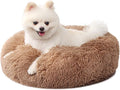 Calming Donut Dogs Beds for Small Dogs Washable,19inch Fluffy Round Puppy Bed for Puppies,Cats & Toy Breeds with Raised Rim,Fits up to 15 lbs Pets,Camel