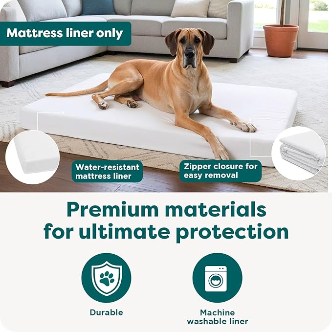 Furhaven Dog Bed Liner Water-Resistant Foam Mattress Protector Cover - White, Large