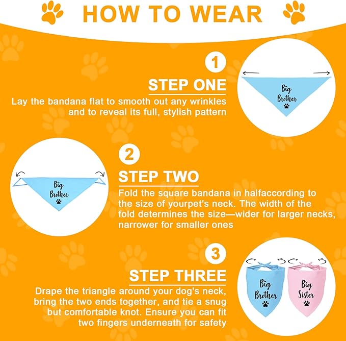 Big Sister and Big Brother Pet Dog Bandana, Triangle Scarf for Small Medium Large Dogs, Baby Announcement Gender Reveal Photo Prop Pet Scarf for Dog Lover, 2 Packs