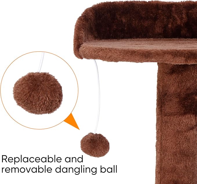 54-Inch Cat Tree for Large Cats, Sturdy Multi-Level Cat Tower with 2 Condos, Hanging Ball and Sisal Scratching Posts, Durable Cat Furniture for Indoor Cats (Brown)