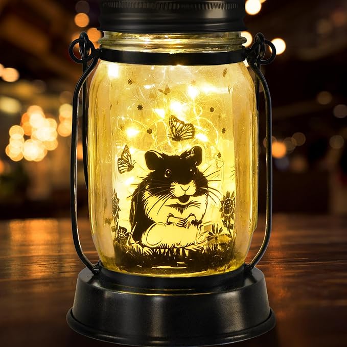 kyoryuger Hamster Gifts for Women/Men Hamster Solar Lanterns Mom Birthday Present Lantern Pet Loss Pet Memorial Lights Solar Garden Decoration Outside for Yard, Patio,Backyard,Porch Torche