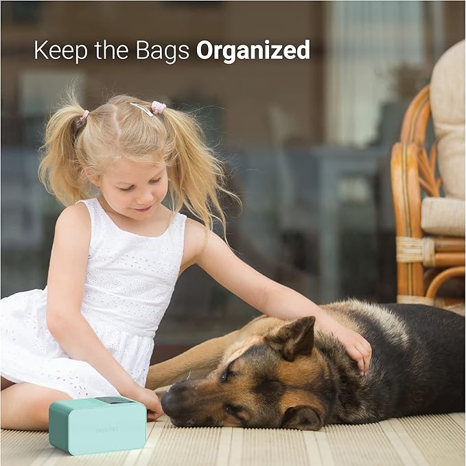 SVD.PET Dog Poop Bag Dispenser, Wall Mount Waste Bag Dispenser with Magnetic Lid Holds 8 Rolls of Waste Bags, Indoor/Outdoor Wall mount or Place on the Table (Spearmint, Dispenser only))