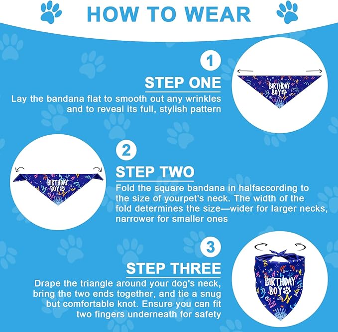 Dog Birthday Party Decorations, Adjustable Dog Bandana Set with Hat, Numbers, Banner for Pet Party Supplies Festive Accessories Large Medium Small Pet Puppy Dogs, Blue