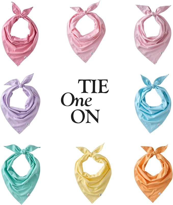 Bandit - The PET Bandana, 8 Pack 100% Organic Cotton Pet Bandanas Clothes for Small, Medium, Large Dogs, Rainbow Pinks, Medium/Large