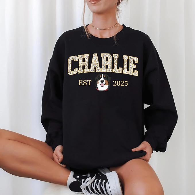 Custom Pet Sweatshirts with Photo and Name, Personalized Dog Sweatshirt, Gifts for Dog Mom, Dad