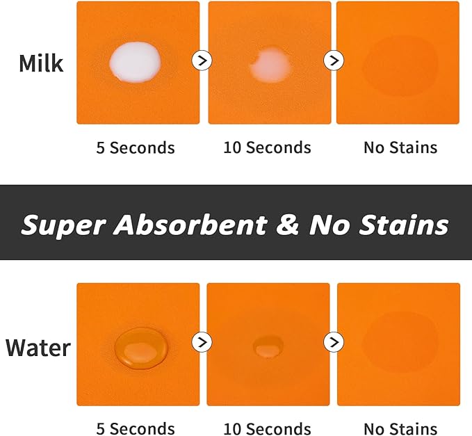 Dog Food Mat - Absorbent Cat Mat for Food and Water, No Stains Pet Feeding Bowl Mat, Easy to Clean Pet Placemats, Quick Dry Dog Water Dispenser Mat for Messy Drinkers | Orange 18"x34"