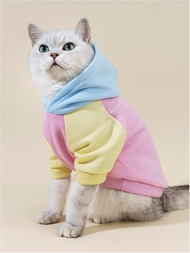 QWINEE Basic Dog Hoodie Sweatshirt Puppy Sweater Warm Cat Costumes Pet Clothes for Chihuahua Puppy Kitten Small Medium Dogs Pink Medium