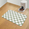 Checkered Dog Food Mat, Absorbent Leak-Proof Pet Feeding Mat, Quick Dry Cat Food Mat for Messy Drinkers 12" x 20" Green
